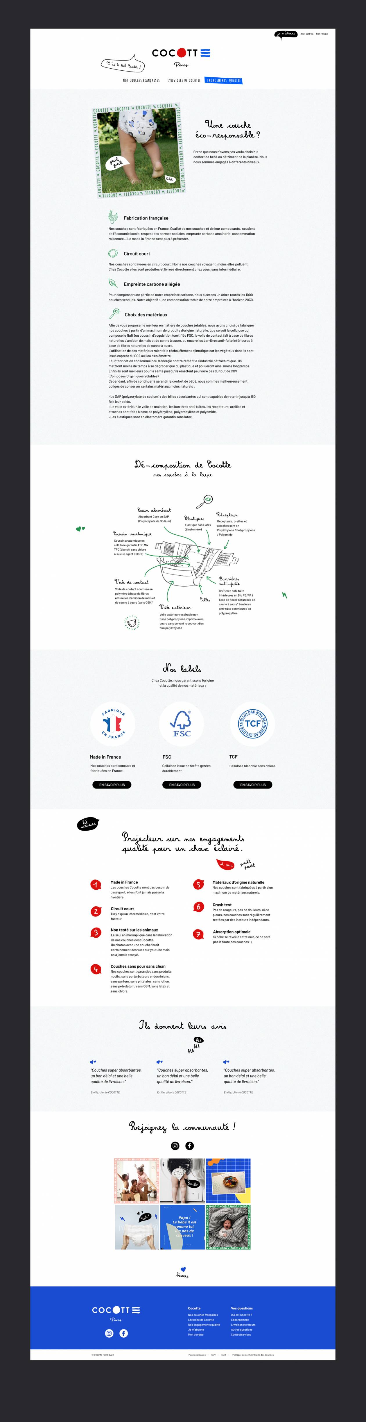 Cocotte - site - page "engagement"